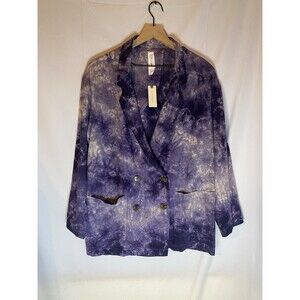 Anthropologie Amadi Hilde Purple Tie Dye Blazer Oversized Size M NWT